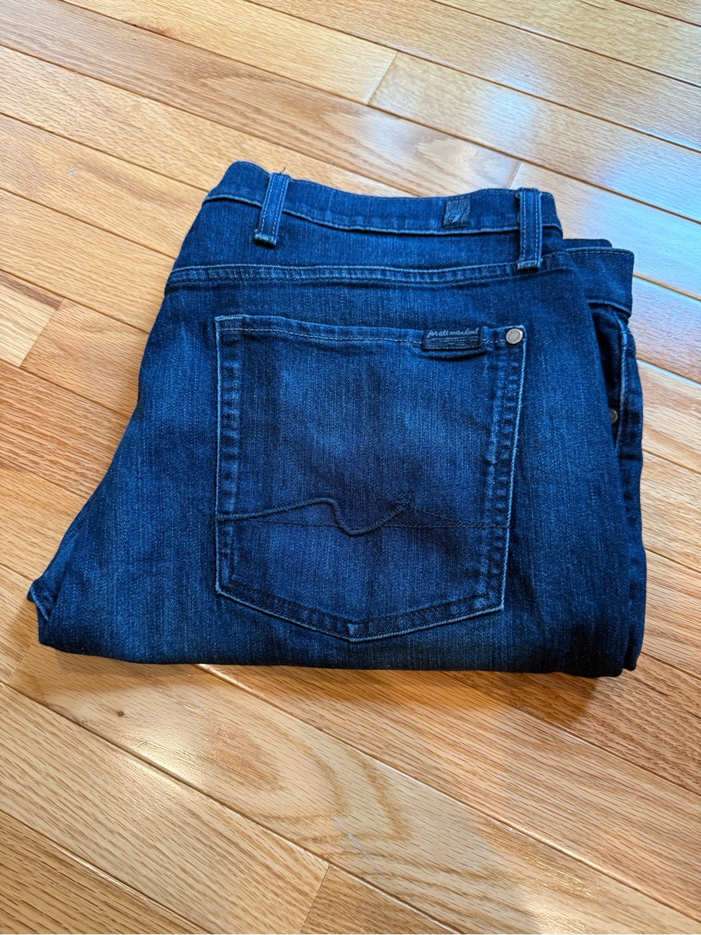 7 For All Mankind Men's Straight Jeans in Dark Blue Wash